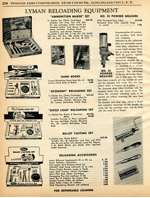 1960 Print Ad Lyman Reloading Equipment Ammo Maker Reloading Set Bullet Casting