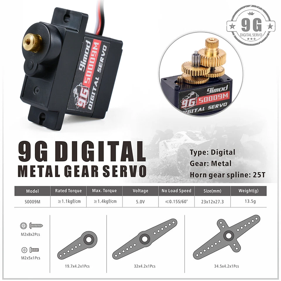 9imod Digital Servo Motor 9g 17g 15kg Metallgetriebe für 1:8 1:10 1:12 RC Auto - Bild 2 von 4