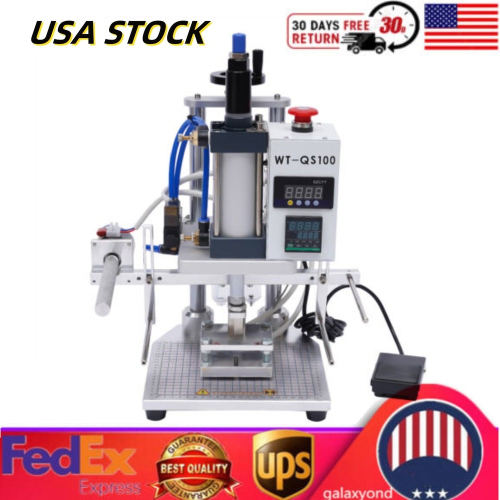 Hot Foil Stamping Machine 500W Air Pneumatic Logo Leather PVC Press 80*100mm