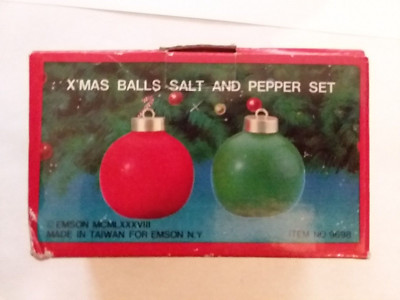 Vintage 1988 Emson Xmas Balls Salt & Pepper Set