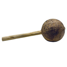 Vintage Hand Carved Coconut Gourd Maracas Instrument