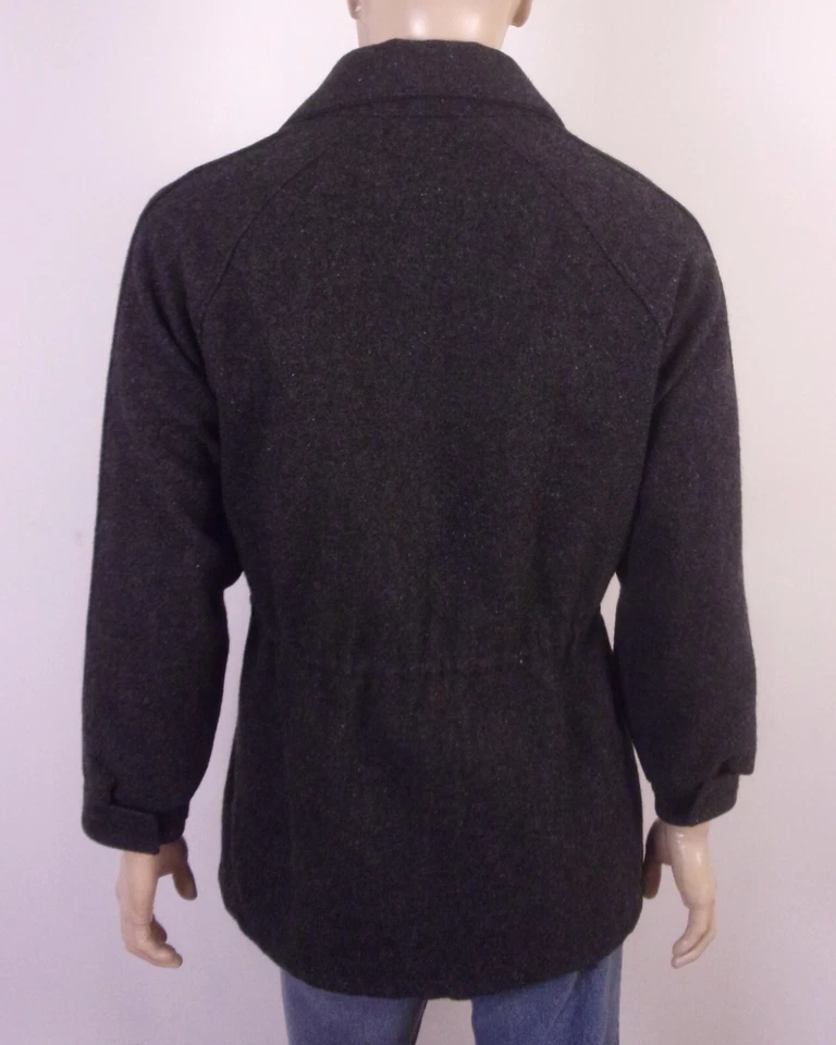 vintage 80s Lands' End Charcoal Wool Coat Jacket Driving SZ MEN'S M - Image 3 of 4