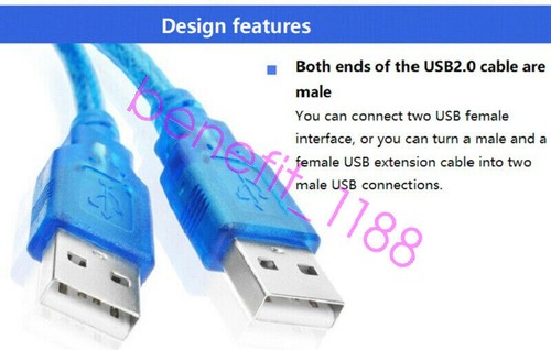 2pcs 2.0 A USB Male USB to A Male USB Cable High Fast Speed Data Transfer Cord - 第 2/9 張圖片