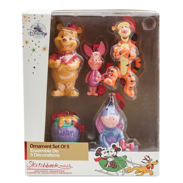 Disney Winnie The Pooh Ornament Set Of 5 Sketchbook Minis for sale