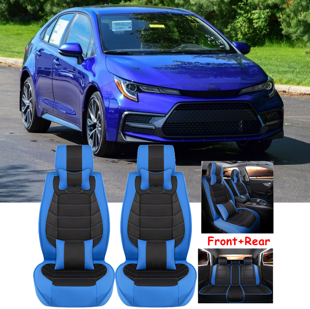 PU Leather Car Seat Cover 5-Seats Full Set Front Rear Cushion For Toyota Corolla