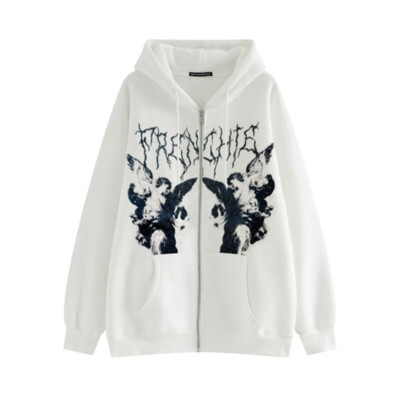 トップス archive DENIM&SUPPLY grunge hoodies y2k Manniduole Y2K Oversized Zip Up Hoodie Grunge Star Patch