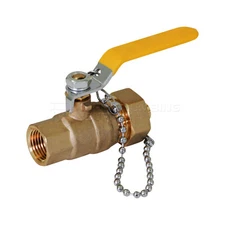 Midline 1/2'in-3/4"in Full Port Cap & Chain Ball Valve with Reverse Handle Brass