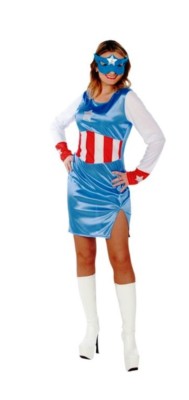 CARNEVALE HALLOWEEN VESTITO CAPITAN AZUL CAPITAN AMERICA DONNA