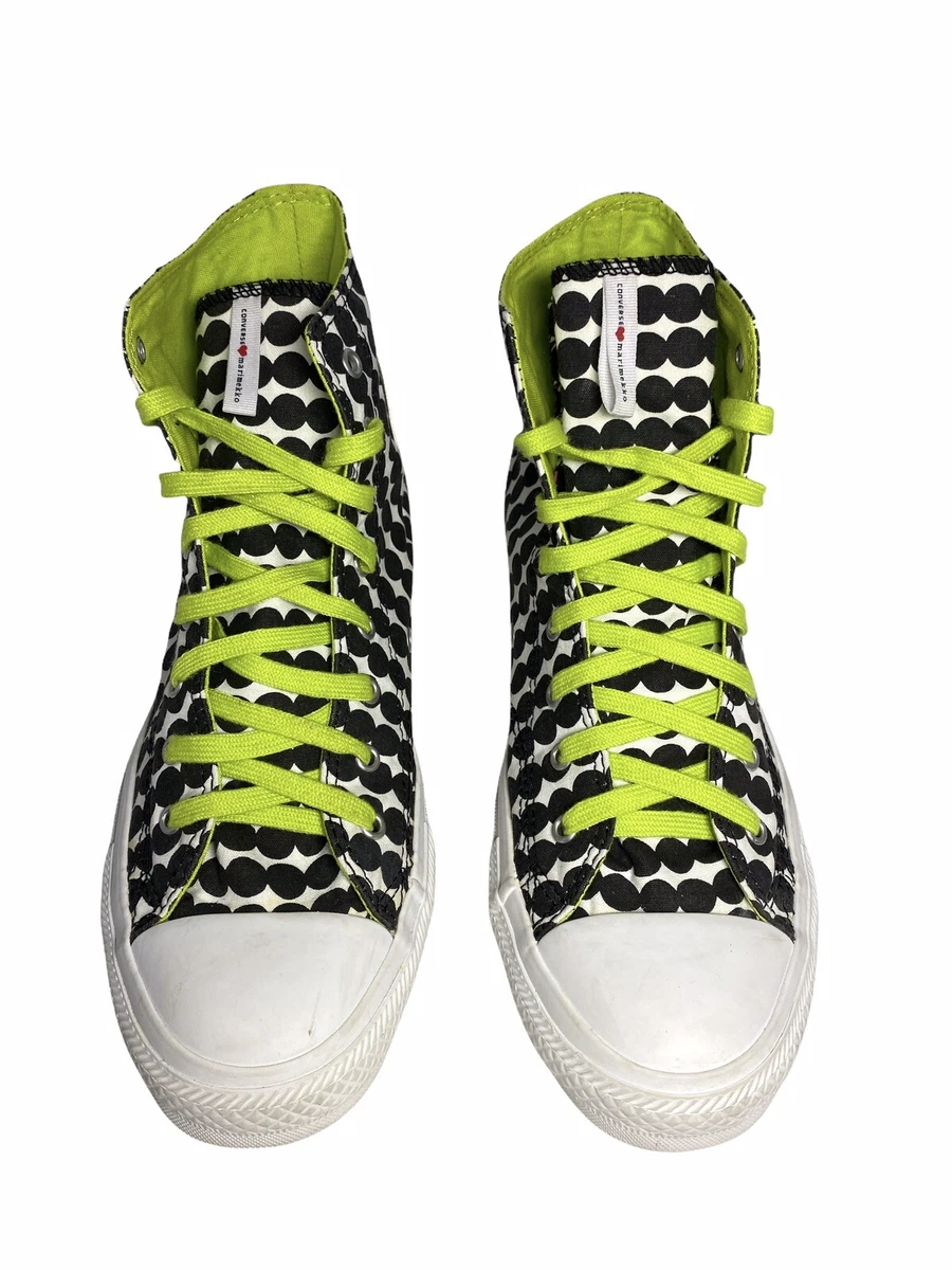 Hængsel sammentrækning Soldat Converse Marimekko Women's High Top Sneakers Shoes Size 9 Lime Green Black  Polka | eBay