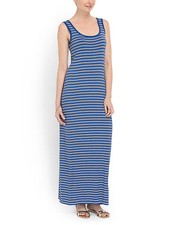 NWoT Anthropologie Bailey 44 Rainbow Fish Blue Striped Jersey Maxi Dress S $173