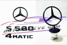 S580 4MATIC Rear Star Emblem gloss Black Badge Logo Hood Ornament  W223 Sedan
