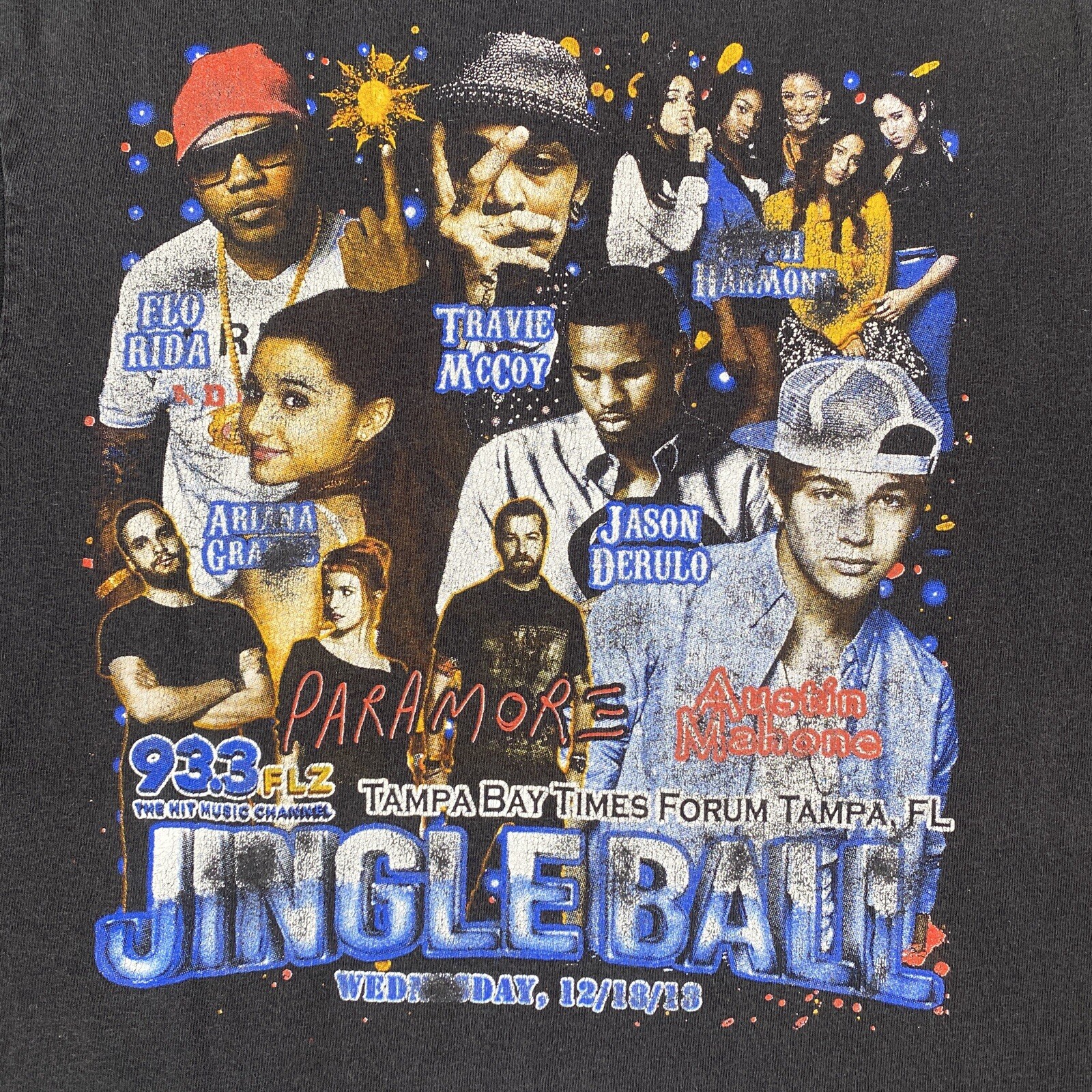 Vintage Jingle Ball Rap Tee 2013 Size Medium Black 90s Faded Ariana Grande image 4