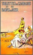 Vintage Bains de Mer Poster Print Art French Ladies at Seaside Travel Advert