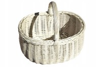 Einkaufskorb Aus Weide Weiss Oval Mit Stoff Grau 46X32X59 Cm Autokorb Picknick