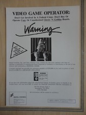 Taito America Legal Warning Ad Promo Original Magazine Pull Out Advertisement