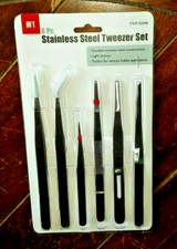 6pc Stainless Steel Tweezer Set -Light Tension- Model 93598