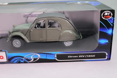 Miniature Maisto 1/18 – Citroën 2CV 1952 Grise, Toit Fermé, état Neuf (boîte)