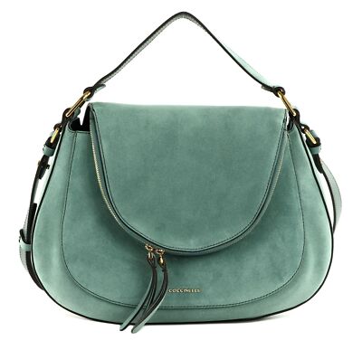 COCCINELLE Coccinelle Sole Suede Handbag Schultertasche Tasche Kale Green petrol