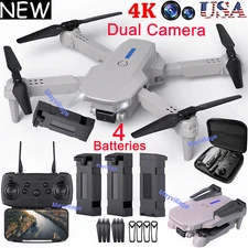 4K HD Dual Camera RC Drone WIFI FPV Folding Wide Angle Selfie Quadcopter Battery