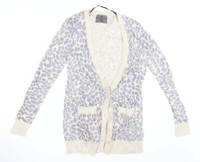 Vera Moda Damen Strickjacke beige V-Ausschnitt Tier Acrylmischung Größe M