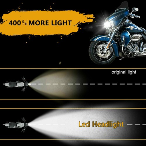 7" Inch Chrome LED Projector Motor Headlight + Passing Lights For Harley Touring - Picture 7 of 12