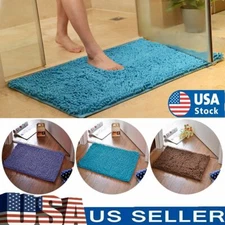 Soft Microfiber Shaggy Non Slip Absorbent Bath Mat Bathroom Shower Rugs Carpet