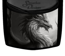 Gray Feathery Ostrich Dragon Griffin Hood Truck Wrap Vinyl Car Graphic Decal