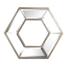 12 Silver Hexagon Wall Mounted Accent Mirror