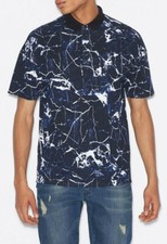 Armani Exchange Collared POLO Tee SHIRT Marble Print COTTON Short-Sleeve NWT