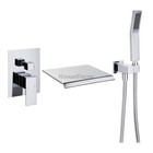 Wall Mounted Bath Side Concealed Bathtub Faucet Waterfall Hand Shower Mixer Tap