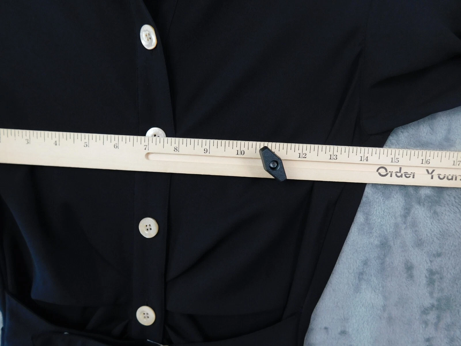 Kate Spade Vestito Donna 2 Camicia Nera Bottoni Midi Cintura Capsula Minimalista