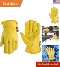 Men's Deerskin Winter Work Gloves,100-gram Thinsulate Insulation, Fleece-Line...