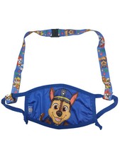 Paw Patrol Chase Resusable Face Masks w/ Blue Neck Strap Set