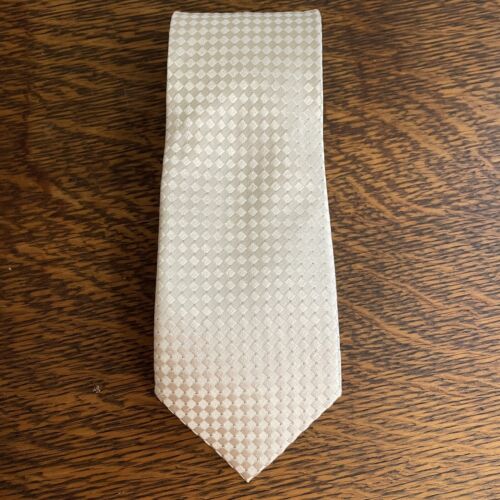 Cravatta formale nuova senza etichette Donald J. Trump firma cravatta argento bianco punti metallici - Foto 1 di 8