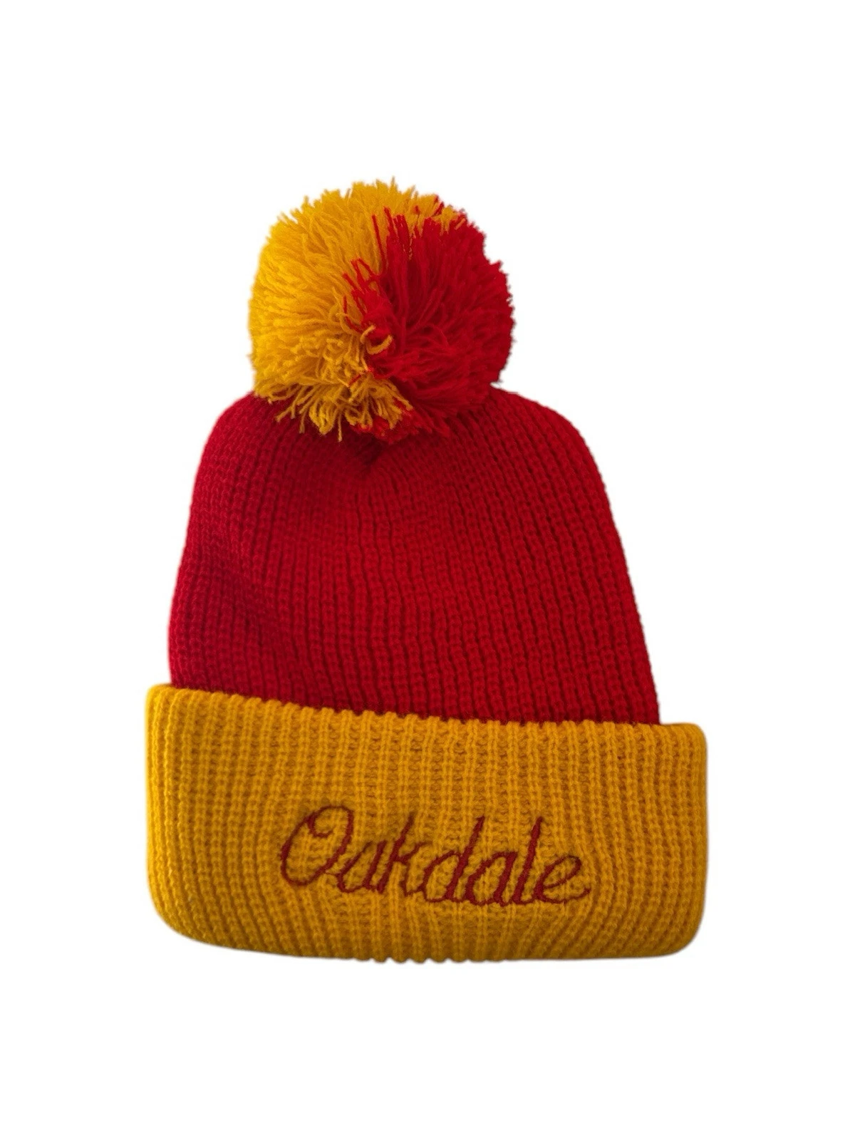 vintage oakdale cincinnati school pom beanie winter hat OSFA deadstock NWOT 80s