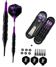 Exquisite 20g Soft Tip Darts Set-Carrying Hard Purple+3 extra skull boy flights