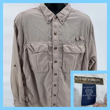 EXOFFICIO Adventure Long Sleeve Button Up Shirt Men's XL Beige Nylon Polyester
