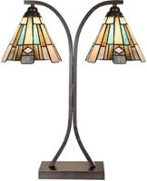 Lumilamp 5LL-6368 Tiffany Tischlampe Braun Blau 48X19X57Cm E27 2X60W