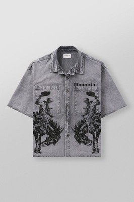 YoungLa Sample Denim Button Down Shirt Men's Sz Large Western Streetware Nwst