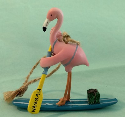 Flamingo On Surfboard Ornament *Great Condition* Unique Find
