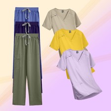 Comfortable Women  s Scrub Set: V-Neck Top  Stretchy Pants