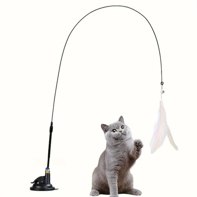 #ad Cat Teaser Wand Toy with Feather Bell amp; Suction Cup Interactive Cat Toy $17.03