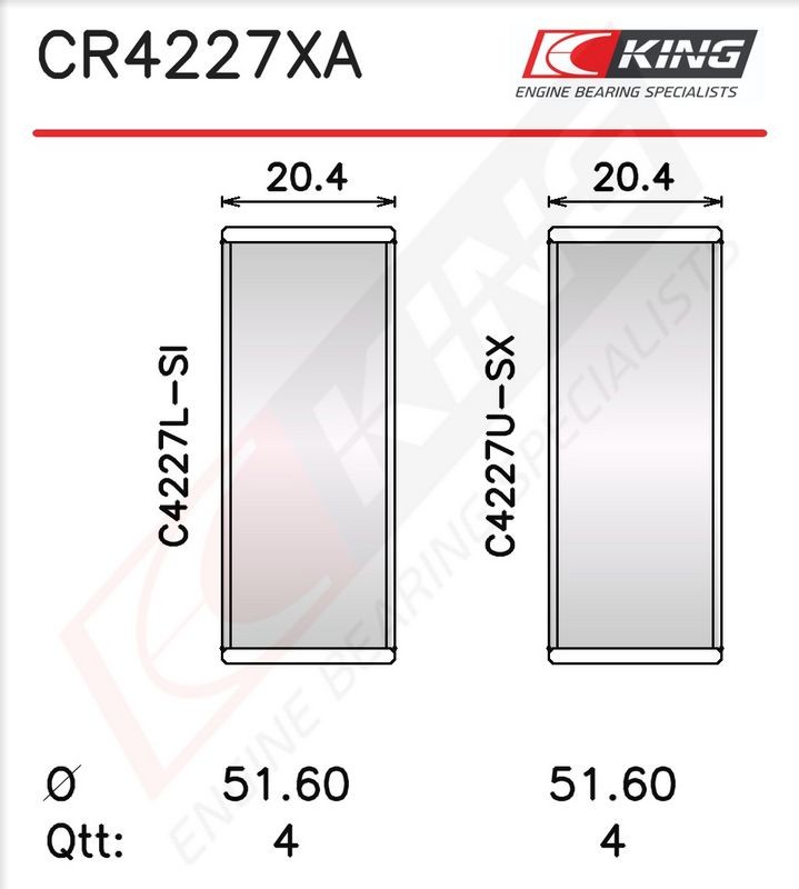 KING CR4227XA Connecting Rod Bearing Shell Fits Aro 10 Mitsubishi Carisma Saloon