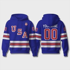 USA Hockey Olympic 2026 Blue Hoodie Pullover Shirt - Blue Size Youth Adult