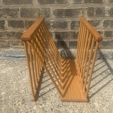Vtg Midcentury Modern 24 Spindle Blond Birch Wood Lp Record Magazine Rack Stand