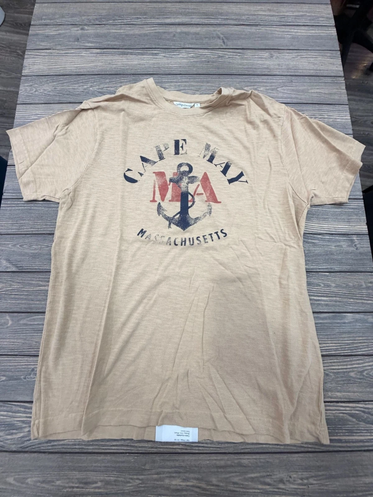 Cape May Massachusetts Graphic Tee Mens Large Beige By Camp David