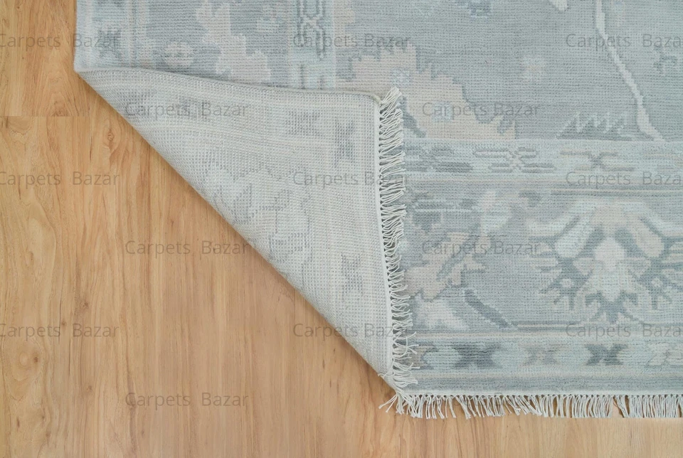 VENTA Alfombra de lana Oushak anudada gris claro 8x10 | Alfombras de diseño | Alfombra de dormitorio Foto 2 de 4