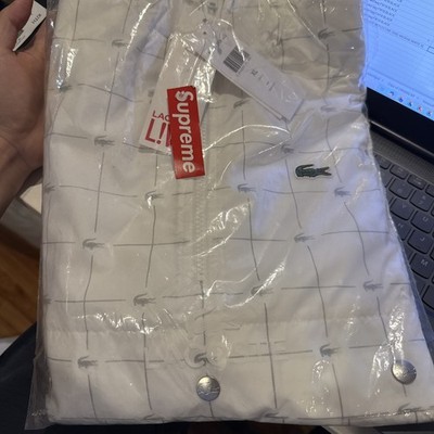 BRAND NEW SEALED Supreme x Lacoste Reflective Grid Nylon Anorak Men s XL WHITE