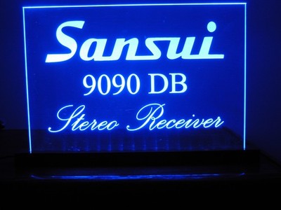 SANSUI 9090 DB  (ELITE SERIES) ETCHED ACRYLIC LED SIGN W/BLACK ACRYLIC BASE