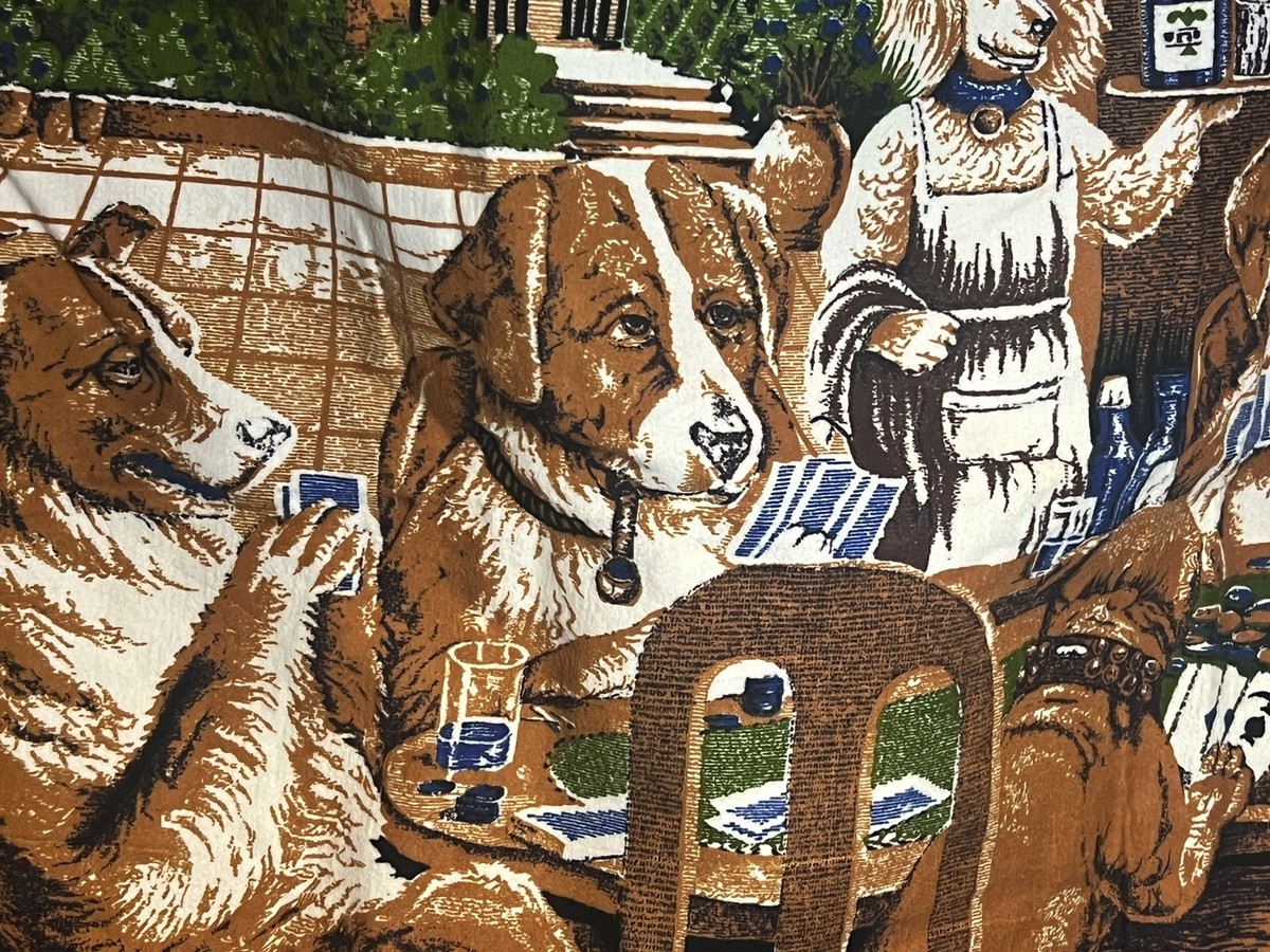 Vintage Dogs Playing Poker Cards Tapestry Art Wall Hanging